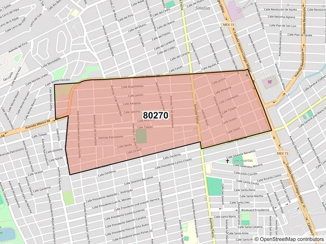 Mapa del código postal 80270, Culiacán, Sinaloa
