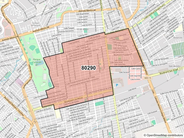 Mapa del código postal 80290, Culiacán, Sinaloa