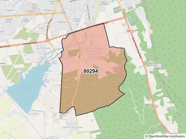 Mapa del código postal 80294, Culiacán, Sinaloa