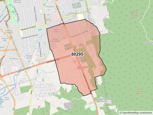 Mapa del código postal 80295, Culiacán, Sinaloa