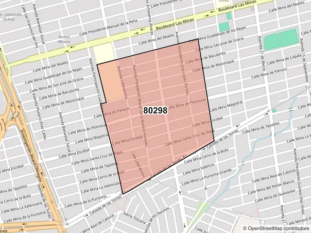 Mapa del código postal 80298, Culiacán, Sinaloa