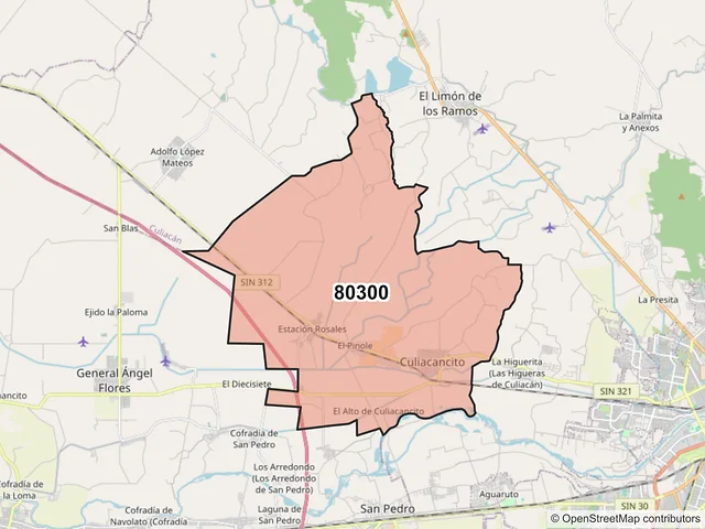 Mapa del código postal 80300, Culiacán, Sinaloa