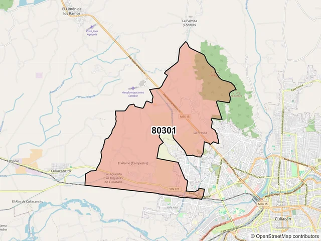 Mapa del código postal 80301, Culiacán, Sinaloa