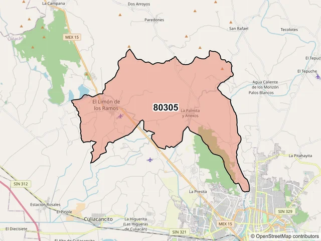 Mapa del código postal 80305, Culiacán, Sinaloa