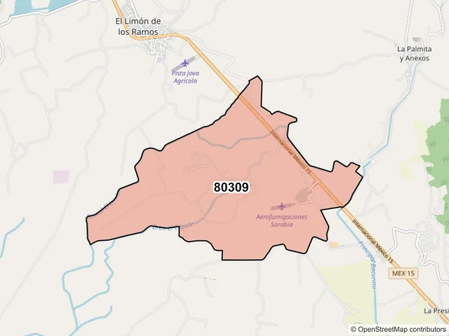 Mapa del código postal 80309, Culiacán, Sinaloa