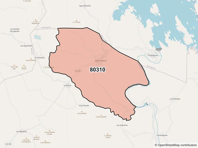 Mapa del código postal 80310, Culiacán, Sinaloa