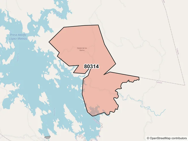 Mapa del código postal 80314, Culiacán, Sinaloa