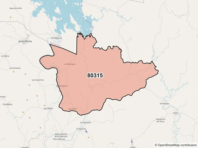 Mapa del código postal 80315, Culiacán, Sinaloa