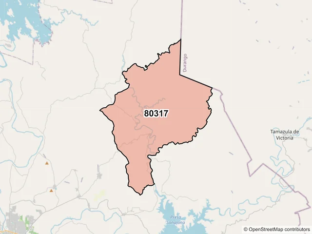 Mapa del código postal 80317, Culiacán, Sinaloa