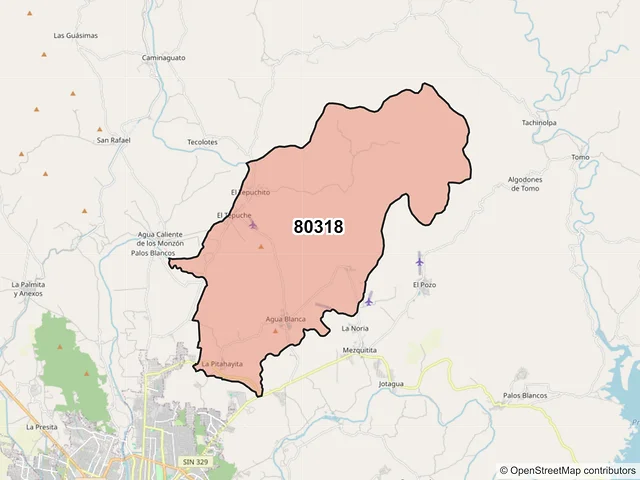 Mapa del código postal 80318, Culiacán, Sinaloa