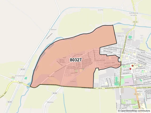 Mapa del código postal 80327, Navolato, Sinaloa