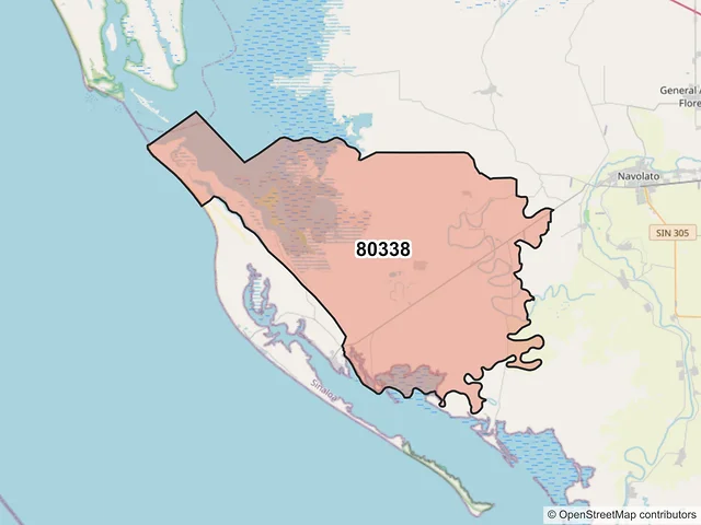 Mapa del código postal 80338, Navolato, Sinaloa