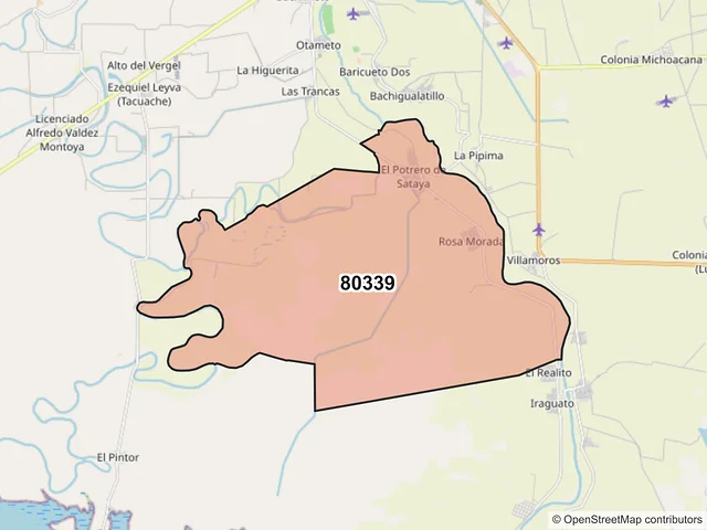 Mapa del código postal 80339, Navolato, Sinaloa