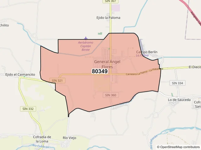 Mapa del código postal 80349, Navolato, Sinaloa