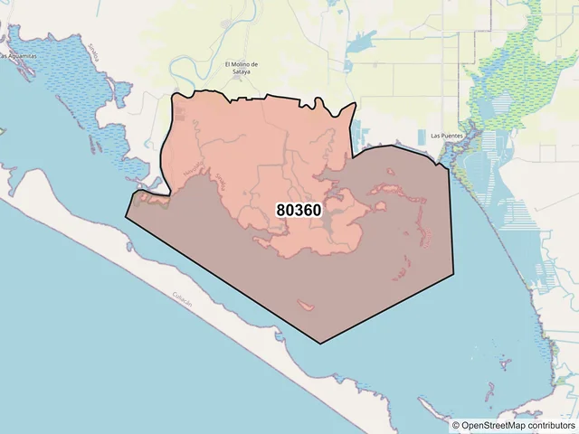 Mapa del código postal 80360, Navolato, Sinaloa