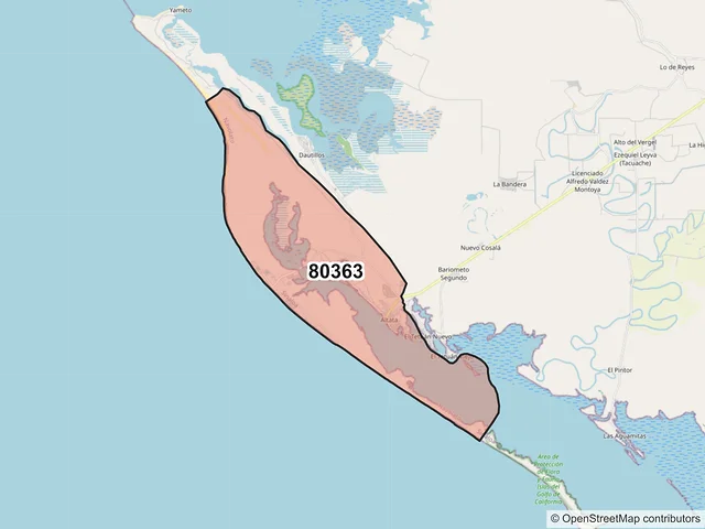 Mapa del código postal 80363, Navolato, Sinaloa