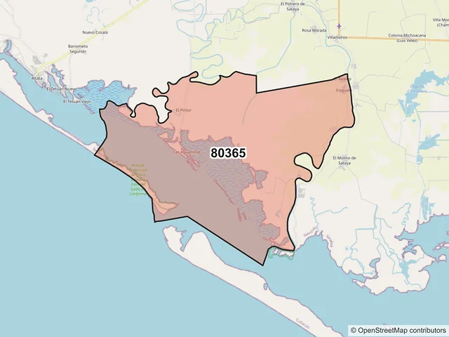 Mapa del código postal 80365, Navolato, Sinaloa