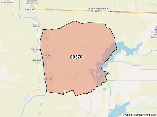Mapa del código postal 80370, Navolato, Sinaloa