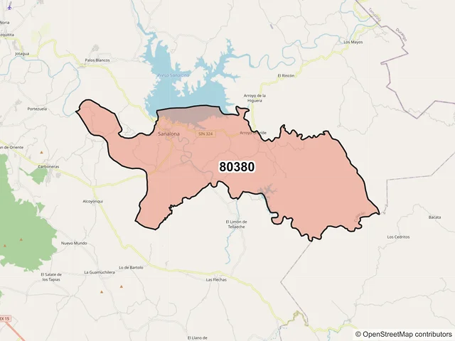 Mapa del código postal 80380, Culiacán, Sinaloa