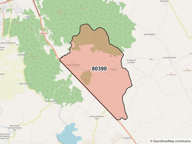 Mapa del código postal 80390, Culiacán, Sinaloa