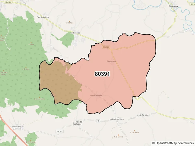 Mapa del código postal 80391, Culiacán, Sinaloa