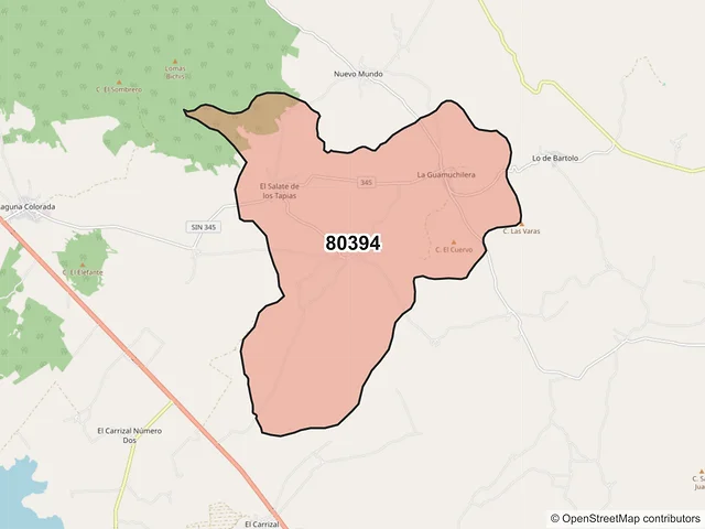Mapa del código postal 80394, Culiacán, Sinaloa