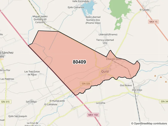 Mapa del código postal 80409, Culiacán, Sinaloa
