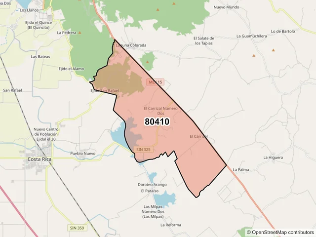 Mapa del código postal 80410, Culiacán, Sinaloa