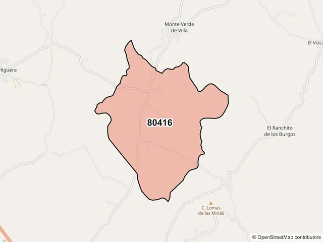 Mapa del código postal 80416, Culiacán, Sinaloa