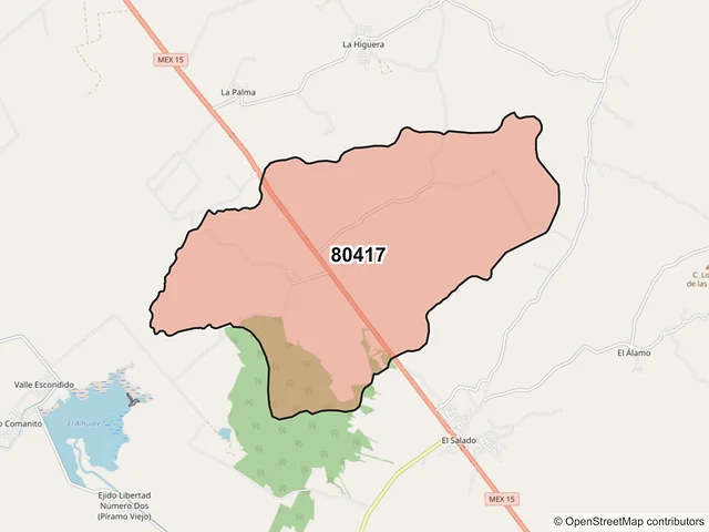 Mapa del código postal 80417, Culiacán, Sinaloa