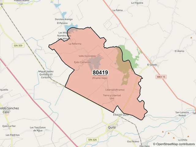 Mapa del código postal 80419, Culiacán, Sinaloa