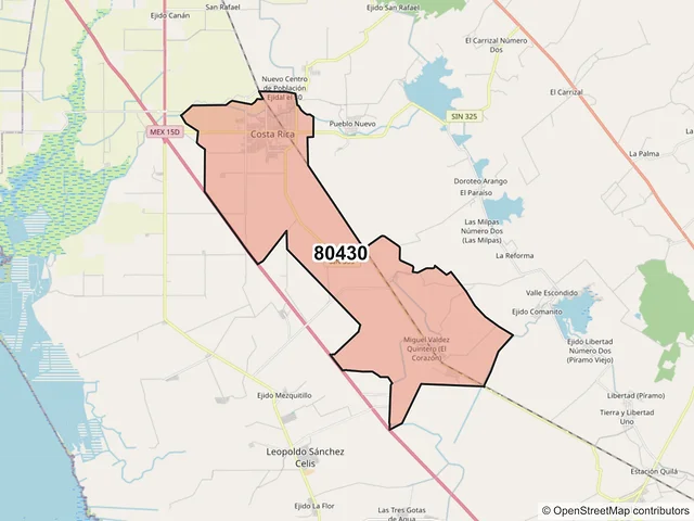 Mapa del código postal 80430, Culiacán, Sinaloa