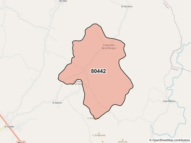 Mapa del código postal 80442, Culiacán, Sinaloa