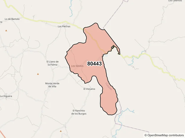 Mapa del código postal 80443, Culiacán, Sinaloa
