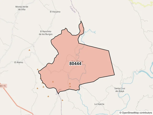 Mapa del código postal 80444, Culiacán, Sinaloa