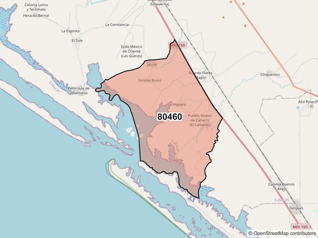 Mapa del código postal 80460, Culiacán, Sinaloa