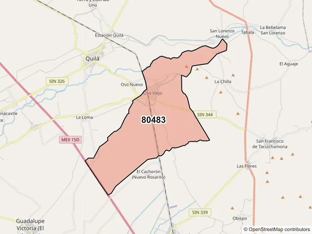 Mapa del código postal 80483, Culiacán, Sinaloa