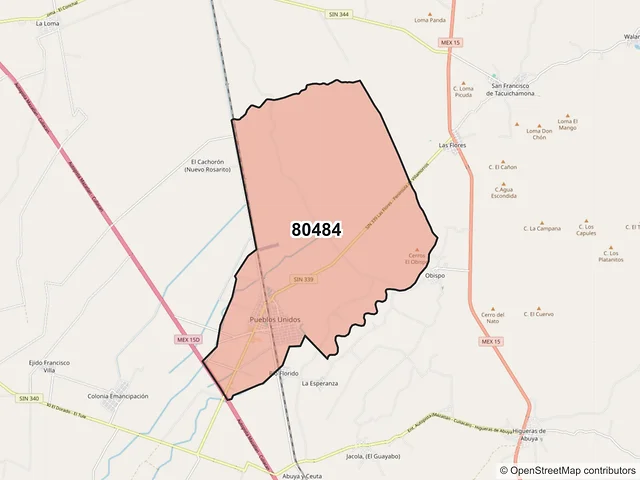 Mapa del código postal 80484, Culiacán, Sinaloa