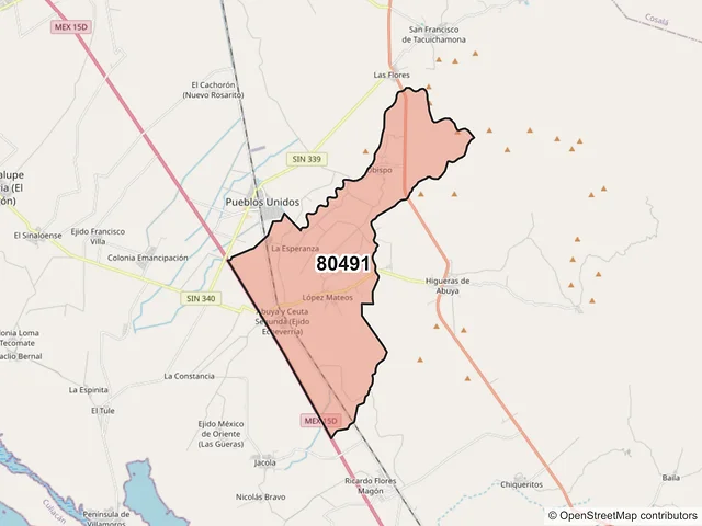 Mapa del código postal 80491, Culiacán, Sinaloa