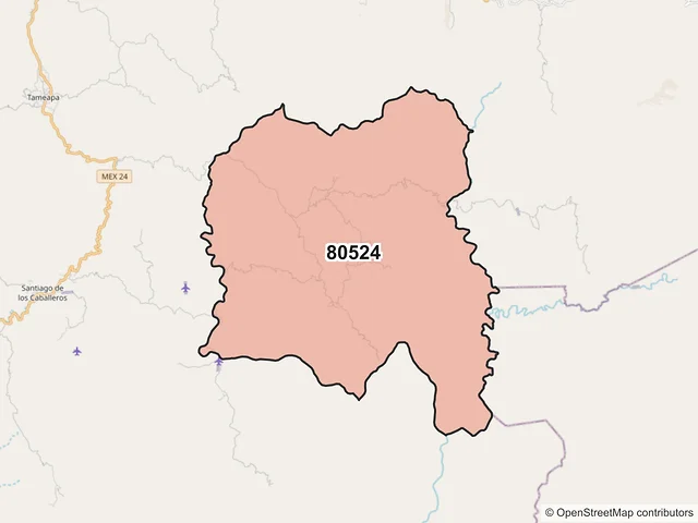 Mapa del código postal 80524, Badiraguato, Sinaloa