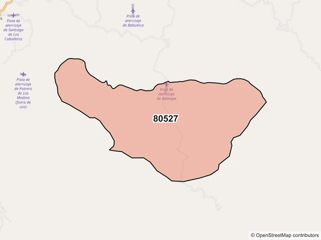 Mapa del código postal 80527, Badiraguato, Sinaloa