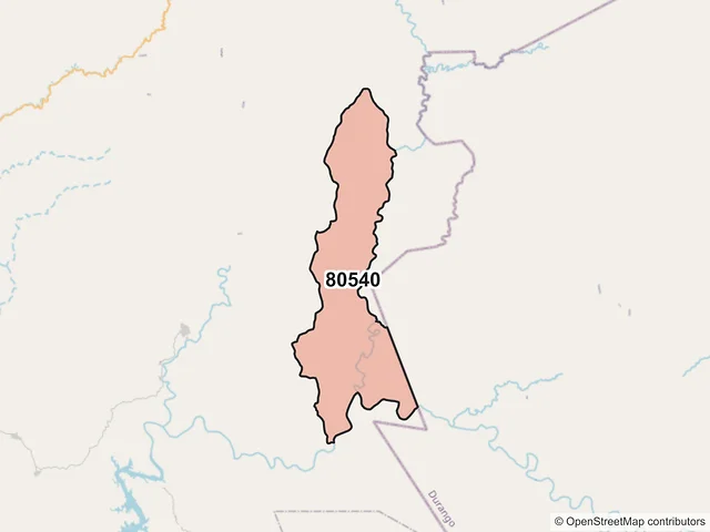 Mapa del código postal 80540, Badiraguato, Sinaloa