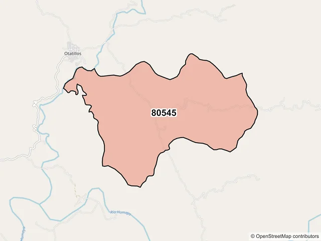 Mapa del código postal 80545, Badiraguato, Sinaloa