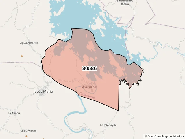 Mapa del código postal 80586, Badiraguato, Sinaloa