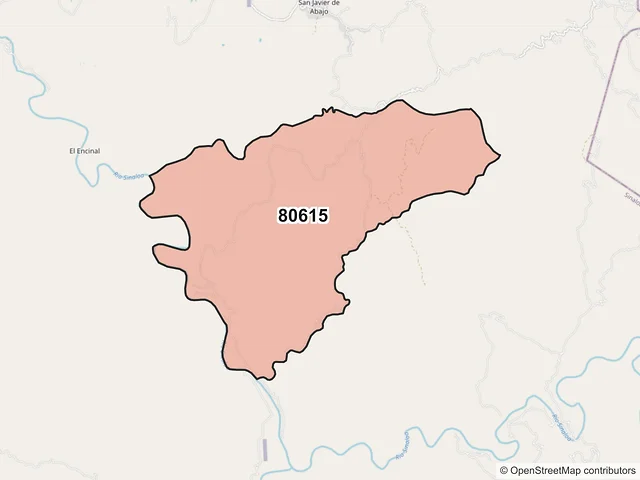 Mapa del código postal 80615, Badiraguato, Sinaloa
