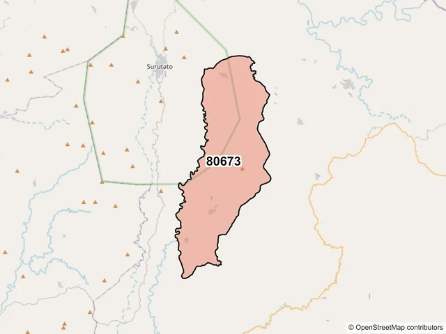 Mapa del código postal 80673, Badiraguato, Sinaloa