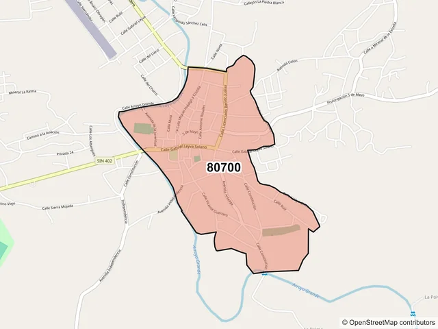 Mapa del código postal 80700, Cosalá, Sinaloa