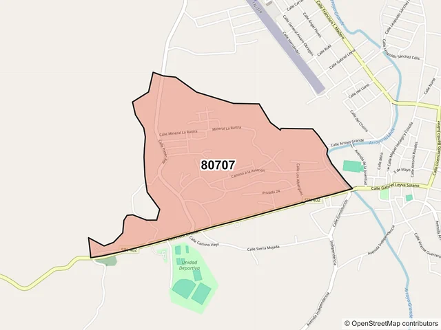 Mapa del código postal 80707, Cosalá, Sinaloa