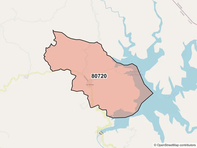 Mapa del código postal 80720, Cosalá, Sinaloa