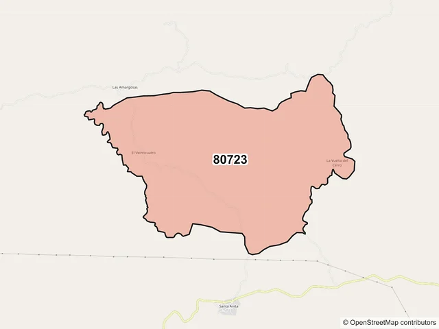 Mapa del código postal 80723, Cosalá, Sinaloa